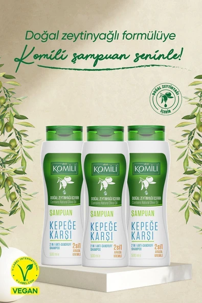Komili Kepek Karşıtı 2'si 1 Arada Kremli Vegan Şampuan 3'lü Set - 3 X 500 ML - 2