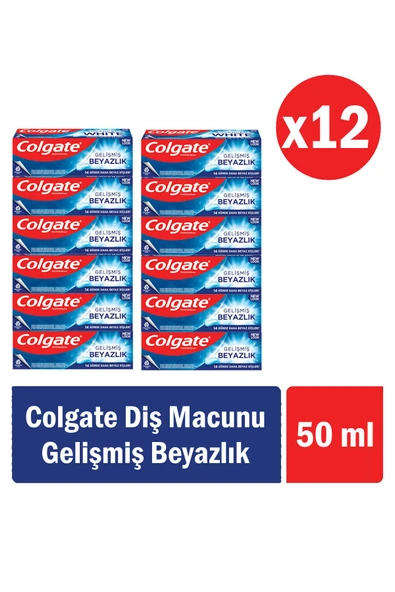 Colgate Gelişmiş Beyazlık Diş Macunu 50 ml x 12 Adet