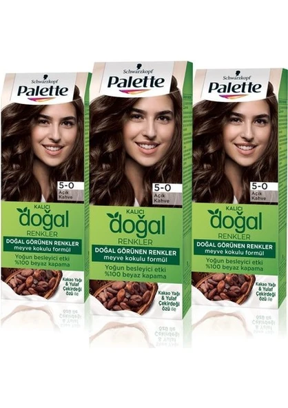 Palette Kalıcı Doğal Renkler Saç Boyası 5-0 Açık Kahve X 3 Adet - Resim 2