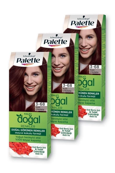 Palette Kalıcı Doğal Renkler Saç Boyası 3-68 Kızıl Çikolata X 3 Adet - Resim 2