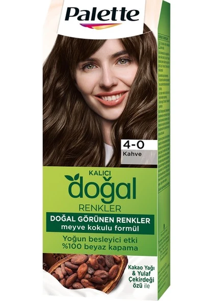 Palette Kalıcı Doğal Renkler Saç Boyası 4-0 Kahve - Resim 2
