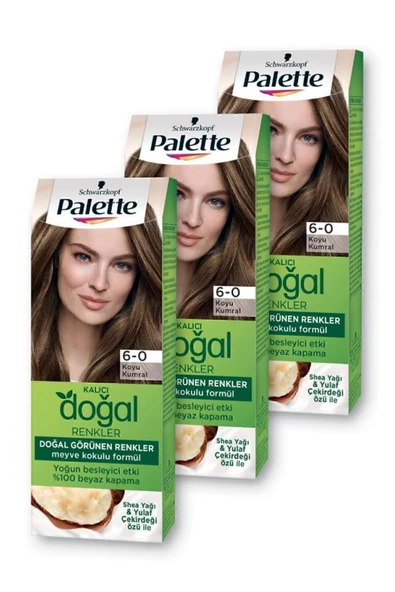 Palette Kalıcı Doğal Renkler Saç Boyası 6-0 Koyu Kumral X 3 Adet - Resim 2
