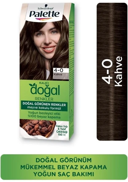 Palette Kalıcı Doğal Renkler Saç Boyası 4-0 Kahve X 3 Adet - Resim 3
