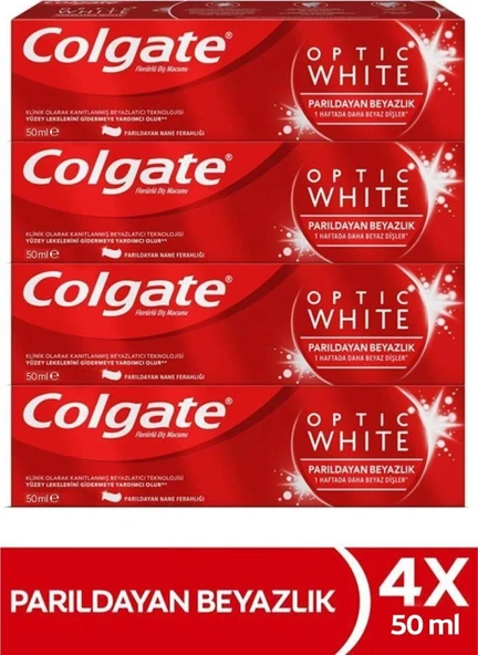 Colgate Optic White Parıldayan Beyazlık Beyazlatıcı Diş Macunu 4 X 50 ml ürün görseli