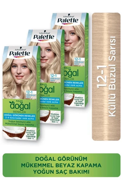 Palette Kalıcı Doğal Renkler Saç Boyası 12-1 Küllü Buzul Sarısı X 3 Adet