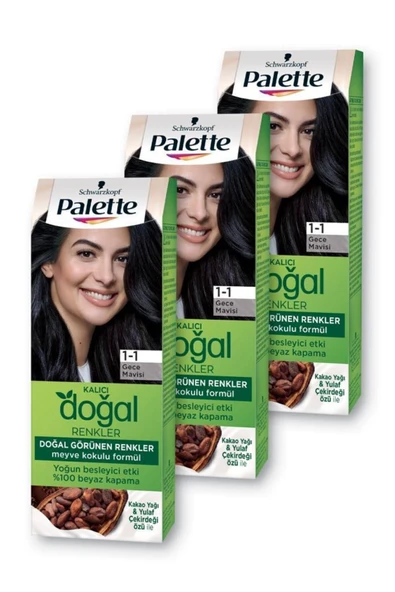 Palette Kalıcı Doğal Renkler Saç Boyası 1-1 Gece Mavisi X 3 Adet - 2