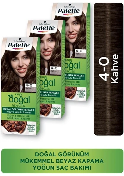 Palette Kalıcı Doğal Renkler Saç Boyası 4-0 Kahve X 3 Adet ürün görseli
