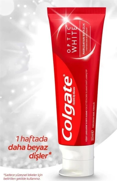 Colgate Optic White Parıldayan Beyazlık Beyazlatıcı Diş Macunu 4 X 50 ml - Resim 3