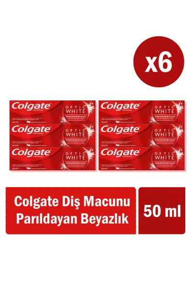 Colgate Optic White Parıldayan Beyazlık Beyazlatıcı Diş Macunu 50 ml x 6 Adet