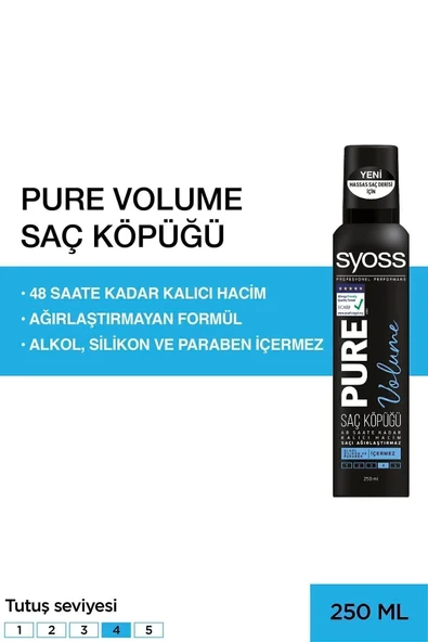 Syoss Pure Volume Saç Köpüğü 250ml +Max Hold Köpük 250ml +Volume Lift Sprey 400ml +Style Plex Sprey 400ml - 2
