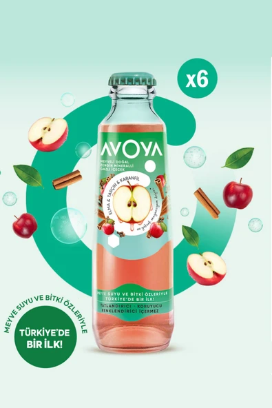 Avoya Meyveli Elma & Tarçın Maden Suyu 200 Ml x 6 Adet - 2