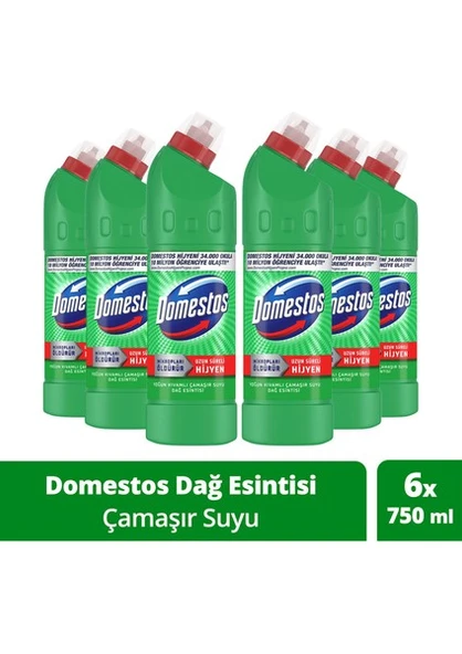 Domestos Yoğun Kıvamlı Çamaşır Suyu Dağ Esintisi Maksimum Hijyen 750 ml 6 Adet