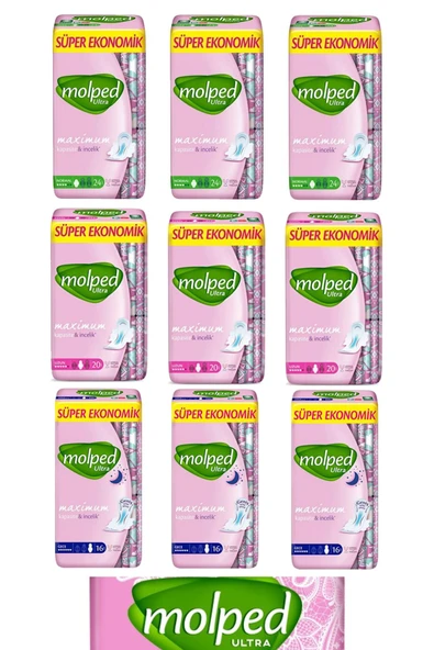 Molped Ultra Süper Ekonomik 9'lu Karma Paket (3 x Gece 16lı + 3 x Normal 24lü + 3 x Uzun 20li) - 1