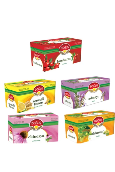 Doğuş Kış Çayları Serisi (zencefil Limon-ıhlamur-adaçayı-kuşburnu-ekinezya)5x20'li
