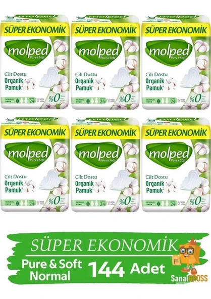 Molped Pure&soft Hijyenik Ped Süper Ekonomik Normal 24 Lü 6 Adet