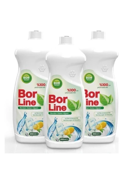 BORLINE Bor Katkılı 650 Ml Bulaşık Deterjanı (3 Adet)