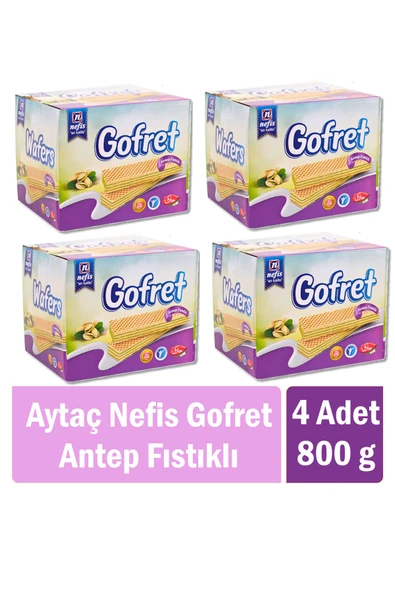 Aytaç Nefis Gofret Antep Fıstıklı 800 gr x 4 Adet
