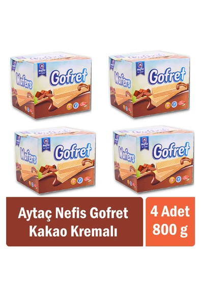 Aytaç Nefis Gofret Kakao Kremalı 800 gr x 4 Adet - 1