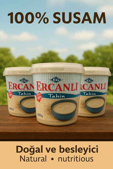 ERCANLI Meşhur Denizli Kale Tahini 950 gr X 3 Adet (%100 SUSAM)