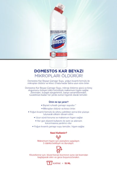 Domestos Çamaşır Suyu 750 ml X 4 Adet (Dağ Esintisi 750 ml x 2 Adet + Kar Beyazı 750 ml x 2 Adet) - 3