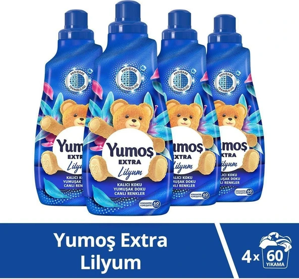 Yumoş Extra Konsantre Çamaşır Yumuşatıcısı Lilyum 1440 ml 60 Yıkama 4 Adet