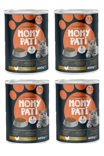 Momy Pati Tavuklu Konserve Kedi Maması 400 gr x 4 Adet (Yetişkin Kediler İçin) ürün görseli