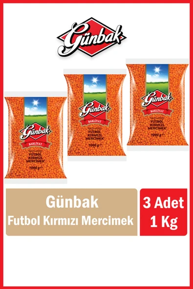 Günbak Futbol Kırmızı Mercimek 1 Kg x 3 Adet ürün görseli