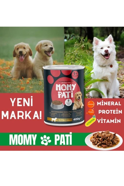 Momy Pati Etli Konserve Köpek Maması 400 gr x 3 Adet (Yetişkin Köpekler İçin) - Resim 3
