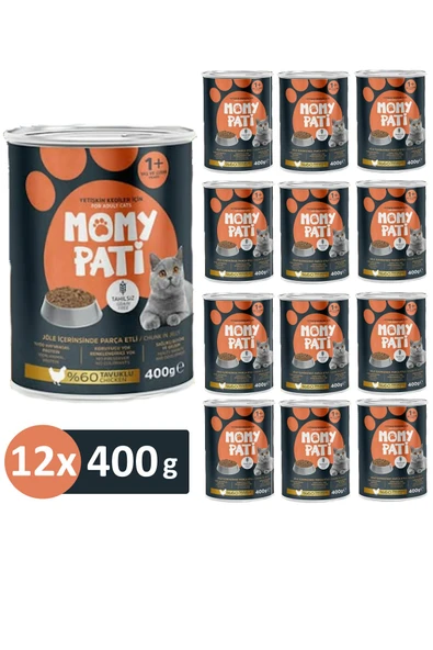 Momy Pati Tavuklu Konserve Kedi Maması 400 gr x 12 Adet (Yetişkin Kediler İçin) ürün görseli