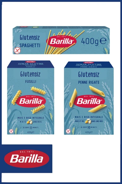 Barilla Glutensiz Makarna Sepeti 400 gr x 3 Adet (Spagetti, Burgu, Kalem)