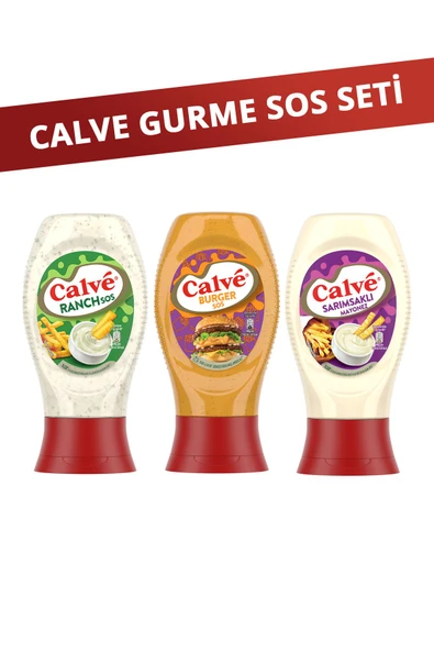 Calve Burger Sos 245g + Sarımsaklı Mayonez 245g + Ranch Sos 245g ürün görseli
