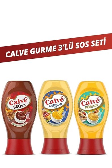 Calve Barbekü Sos 290gr& Cheddar Sos 240gr& Köri Sos 260gr ürün görseli