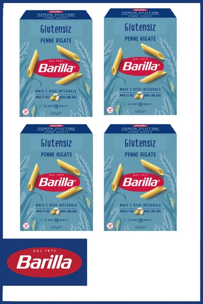 Barilla Glutensiz Penne Rigate (KALEM) Makarna 400 gr X 4 Adet