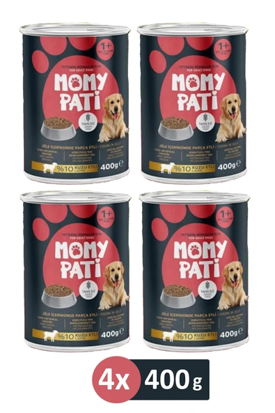 Momy Pati Etli Konserve Köpek Maması 400 gr x 4 Adet (Yetişkin Köpekler İçin)