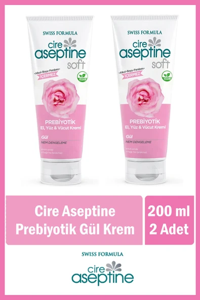 Cire Aseptine El, Yüz ve Vücut Kremi 200 ml Prebiyotik Gül x 2 Adet