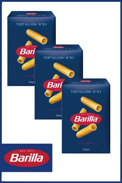 Barilla Tortigloni Kalın Kesme Makarna 500 Gr 3'lü Set