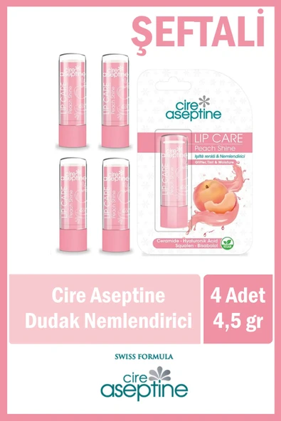 Cire Aseptine Lip Care Peach (Şeftali) Renkli Dudak Nemlendirici 4,5 G x 4 Adet - 3