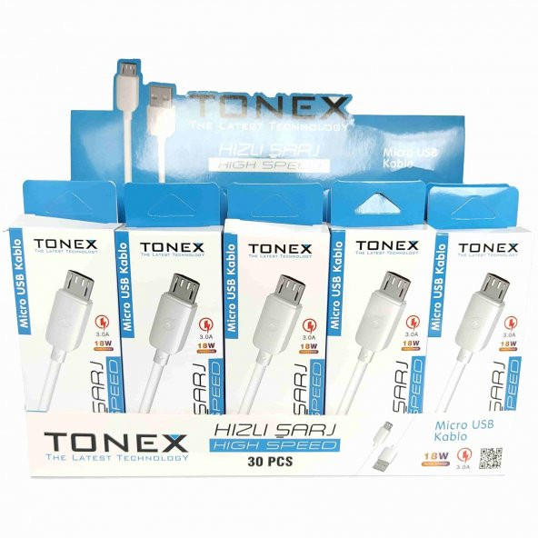 Tonex MİCRO 3.0A 18W Hızlı Usb Kablo MA90  (30 Adet) - 1