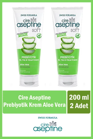 Cire Aseptine El, Yüz ve Vücut Kremi 200 ml Prebiyotik Aloe Vera x 2 Adet