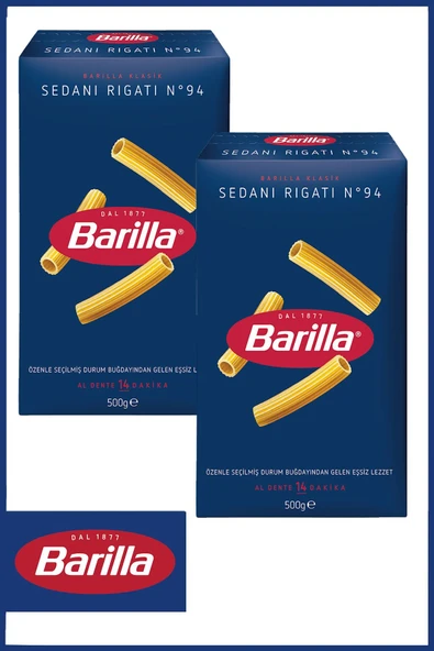 Barilla İnce Uzun (SEDANİ RİGATİ) Makarna 500 gr X 2 Adet