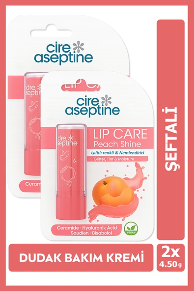 Cire Aseptine Lip Care Peach (Şeftali) Renkli Dudak Nemlendirici 4,5 G x 2 Adet - 1