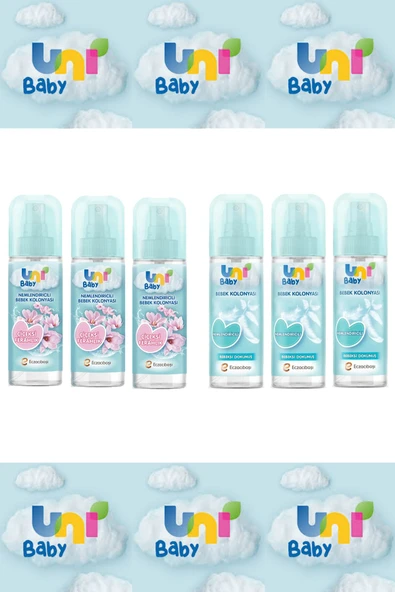 Unibaby Bebek Kolonyası Bebeksi Dokunuş 150 ml x 3 Adet + Çiçeksi Ferahlık 150 ml x 3 Adet ürün görseli