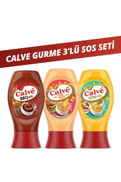Calve Acı Peri Peri Sos Hafif Orta Acı 245 G Barbekü Sos 290 G Köri Sos 260 G ürün görseli