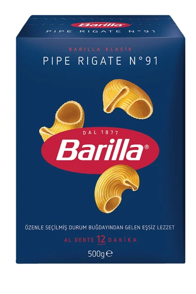 Barilla Mantı Makarna (PİPE RİGATE) 500 gr X 2 Adet - 2