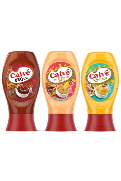 Calve Acı Peri Peri Sos Hafif Orta Acı 245 G Barbekü Sos 290 G Köri Sos 260 G - Resim 2