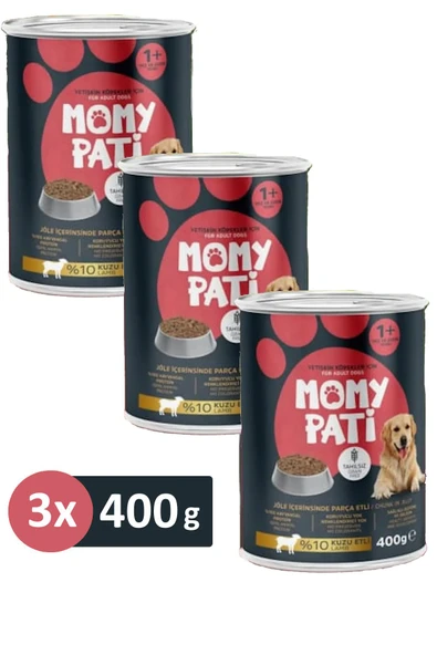 Momy Pati Etli Konserve Köpek Maması 400 gr x 3 Adet (Yetişkin Köpekler İçin) ürün görseli