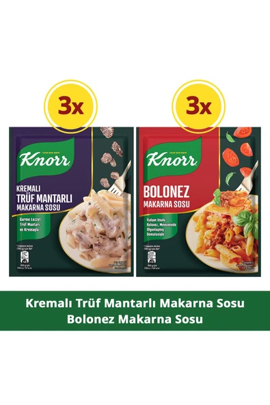 Knorr Trüf Mantarlı Makarna Sosu 52g x3 + Bolonez Makarna Sosu 45g x3
