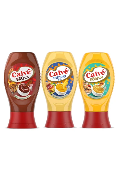 Calve Barbekü Sos 290 G Cheddar Sos 240 G Köri Sos 260 G - Resim 2