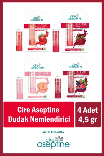 CIRE ASEPTINE Lip Care Renkli Dudak Nemlendirici 4,5 G x 4 Adet