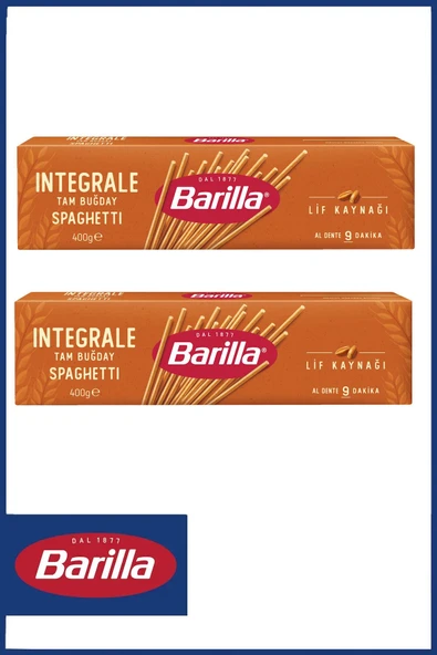 Barilla Tam Buğday Spagetti (Integrale Spaghetti) Makarna No.5 400 gr x 2 Adet